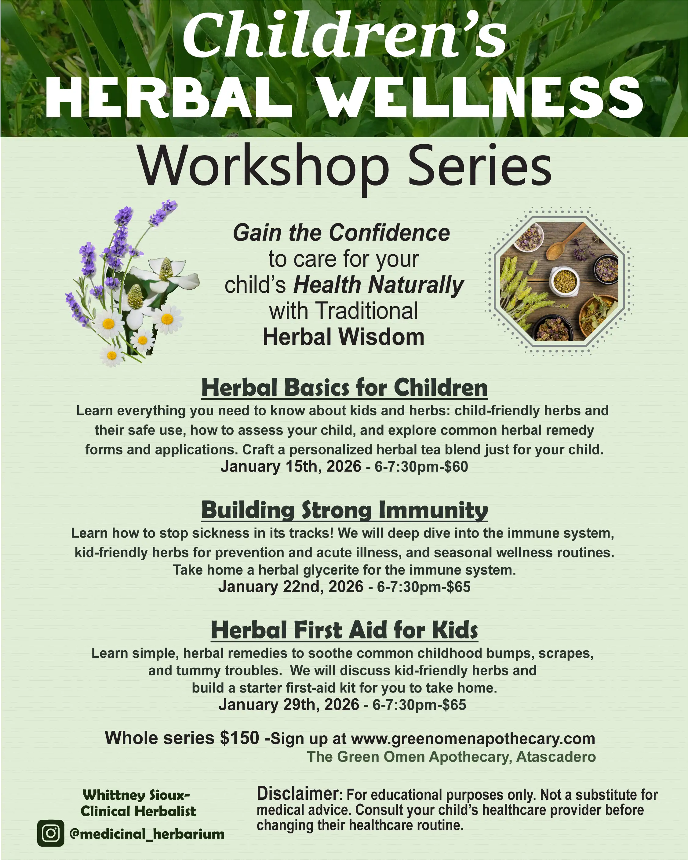 Children's Herbal Wellness Workshop Series poster